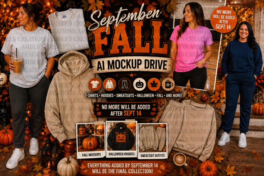 September Fall AI Mockup Drive | Halloween, Fall, Sports & Apparel Mockups