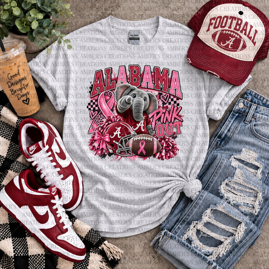 Alabama Pink Out Football T-Shirt | Breast Cancer Awareness Game Day Tee