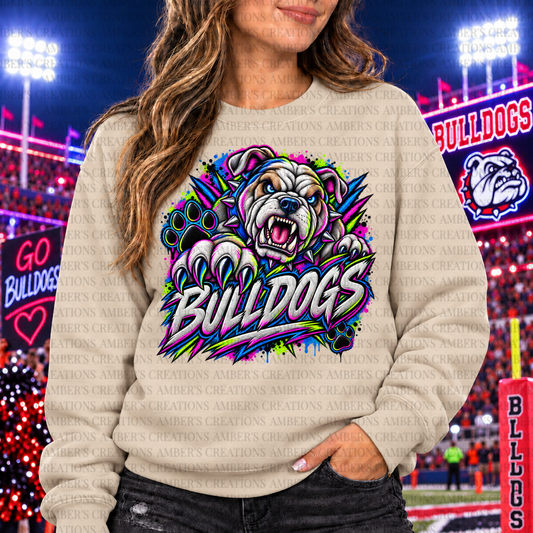 Bulldogs Neon Mascot PNG | Glowing Game Day Sports Design