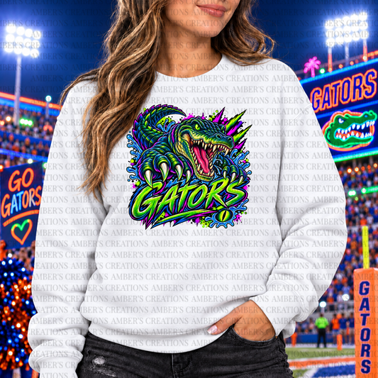 Gators Neon Mascot PNG | Glowing Game Day Sports Design