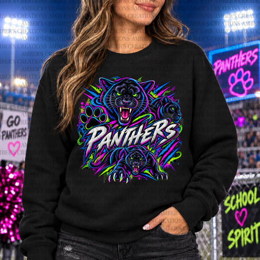 Panthers Neon Mascot PNG | Glowing Game Day Sports Design
